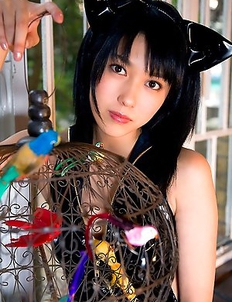 Sexy asian kitten Mizuho Hata looks incredible in her skin tight leather