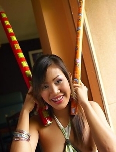 Nutt Kempalee has on a sexy outfit as she has tits that are remarkable. She has her top splitting her tits as her nipples are very hard.