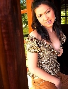 Destiny Poonra set on the window, spread her legs and started showing of her pussy.