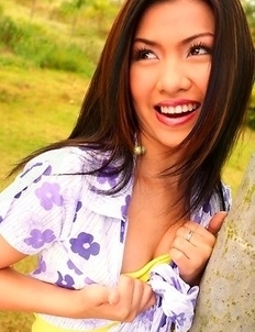 Destiny Poonra set on the ground, started squeezing her tits and pulling her thongs up, which stimulated her pussy.