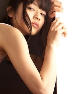 Hot Japanese Yuuri Shiina in pink thong and see through corset is spicy