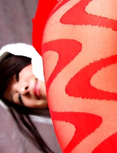 Yuma Ueda Japan is Santa hot girl in crotchless red pantyhose