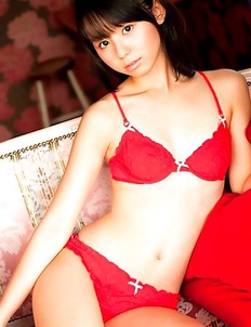 Rina Koike Asian is so erotic and innocent posing in red lingerie