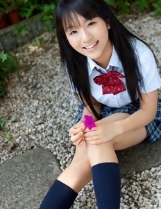 Miho Morita in school uniform loves flowers and fresh air