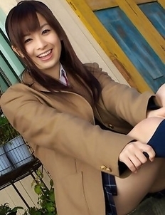 Hikari Yamaguchi in uniform and coat wants to share choco