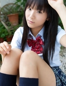 Miho Morita in school uniform loves flowers and fresh air