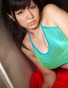 Ayana Tanigaki with hot bum exposes sexy legs in fishnets