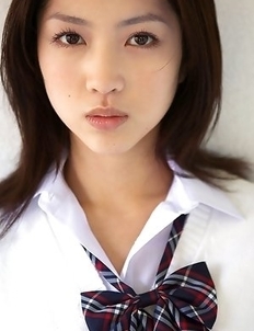 Azusa Togashi undresses uniform to show behind in panty