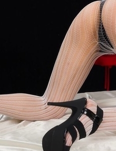 Stunning young girl Ayano Hidaka showing her feet in a white pantyhose