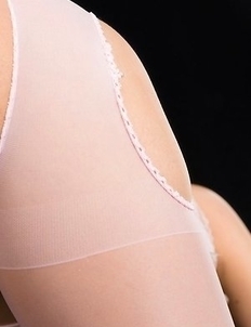 Miyuki Fukatsu wearing a revealing white pantyhose outfit and giving an assjob