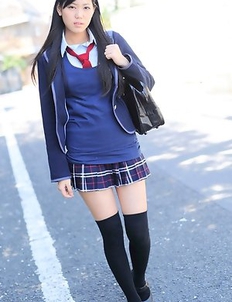 Saemi Shinohara is sexy schoolgirl in uniform and socks