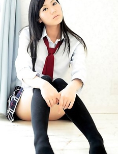 Saemi Shinohara is sexy schoolgirl in uniform and socks