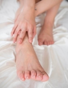 Rin Miura masturbates for a bit before getting her soles covered in fresh cum