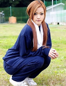 An Umemiya poses out on the field