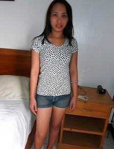 Sexy shaved Asian teen Caren