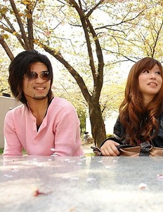 Mikoto tasting a stranger's cock