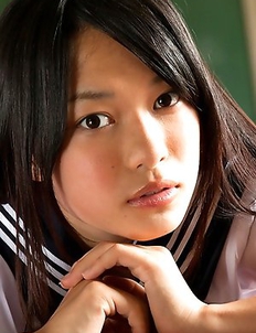 Tomoe Yamanaka babe in uniform is happy in her way to school classes