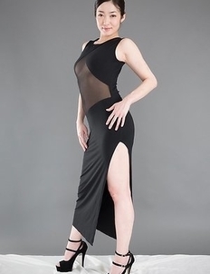 Dress-wearing classy seductress Ryu Enami using her feet to get this dude to cum