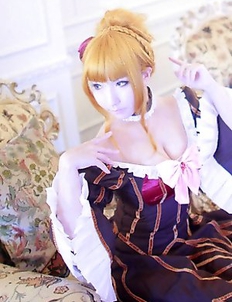 Saku is such perfect blonde doll in fantastic epoque dress