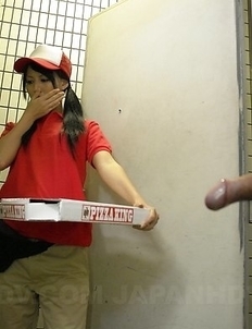 Miku Oguri strokes cock and has tits touched