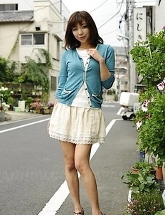 Juri Kitahara in blue sweater and lace skirt