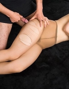 Pantyhose-clad hottie Sana Iori gets her meaty thighs fucked sideways here