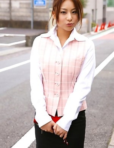 Mika Inagaki in uniform is naughty on her way back home