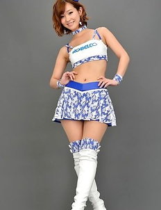 Ichika Nishimura in long boots and short skirt is playful