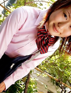 Naoko Sawano in sexy school uniform is playful after class
