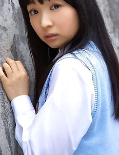 Kotone Moriyama in uniform bends and shows ass on street